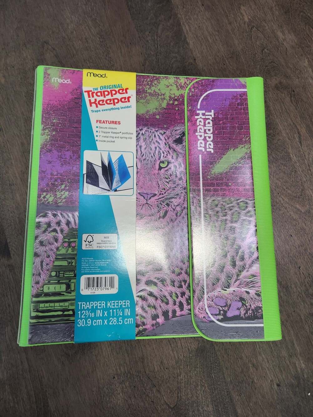 Mead The Original Trapper Keeper Leopard Pink Green Binder New